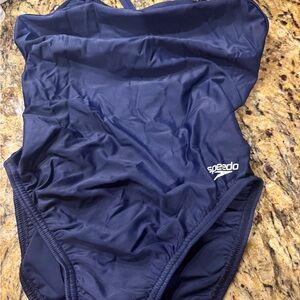 Speedo PowerFLEX Eco Solid Flyback women’s 8/34 NWT Navy One Piece Swimsuit